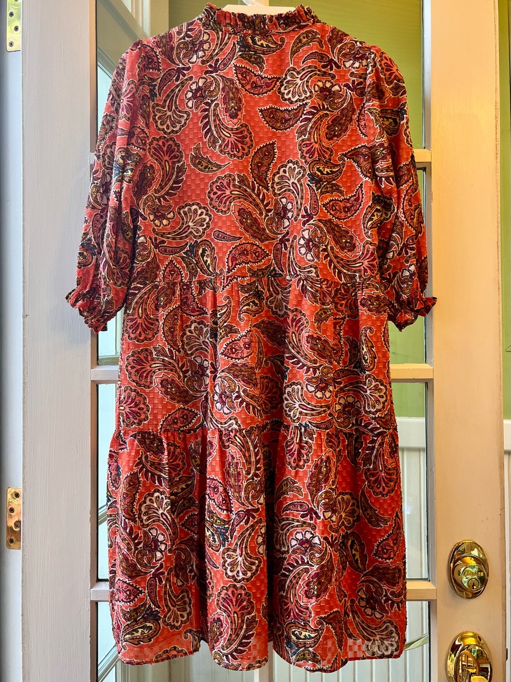 Nanette Lepore Coral Paisley V-Neck Flowy Bohemian Dress - Picture 3 of 8